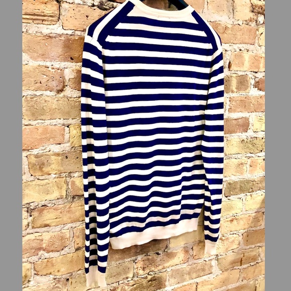 H&M Men's Fine Knit Nautical Striped Silk Sweater Medium - Picture 13 of 13